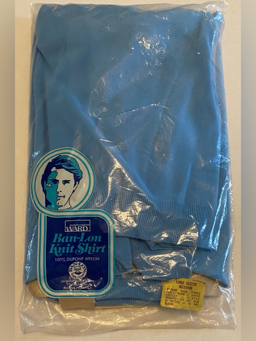 NOS Montgomery Ward Ban-Lon DuPont Knit Long Sleeve Shirt